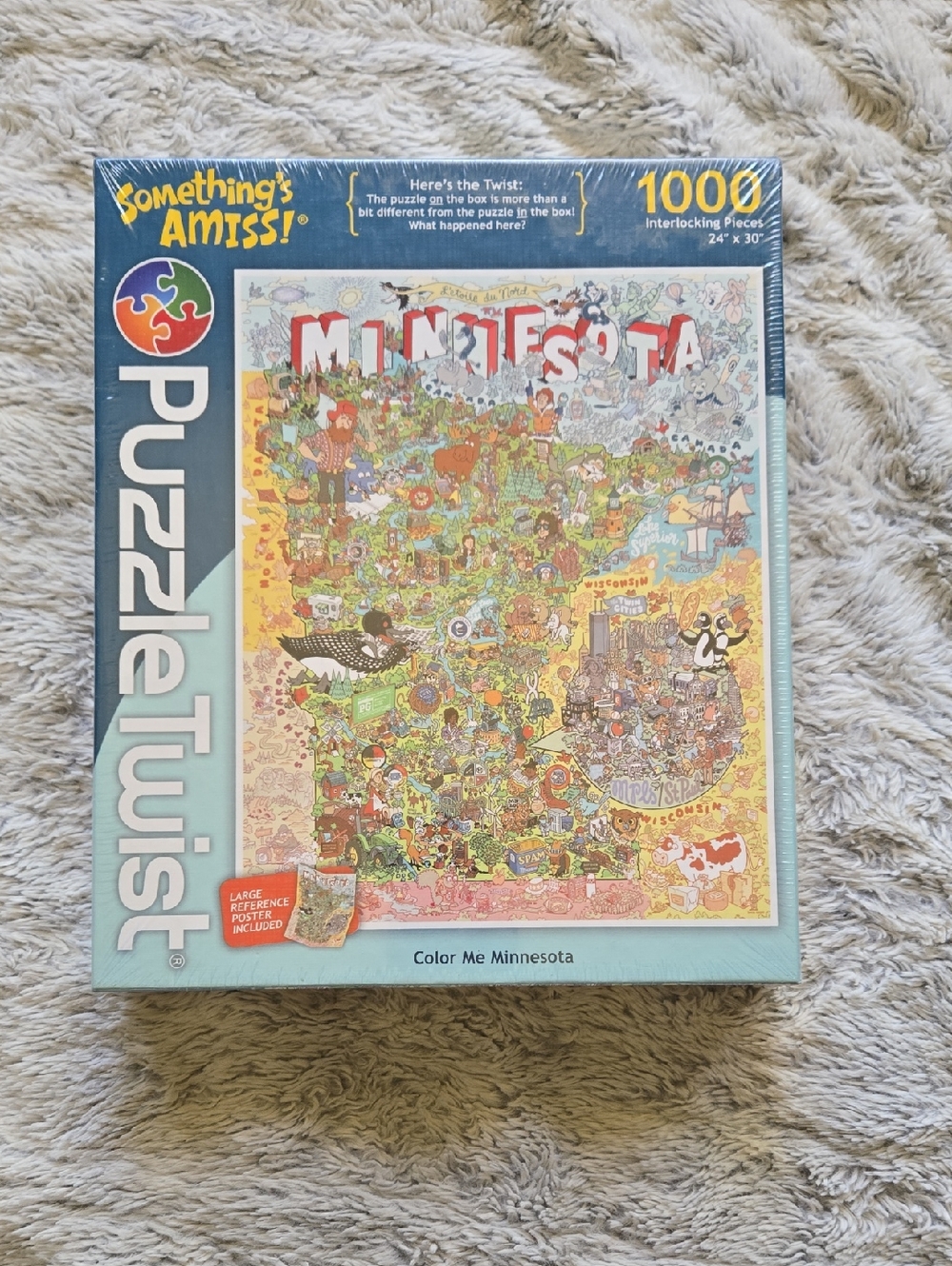 PuzzleTwist - Color Me Minnesota-  1000 piece Jigsaw Puzzle, New Unopened